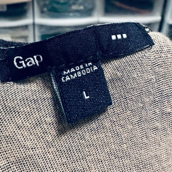 GAP long dress size large navy beige sleeveless rayon - Picture 7 of 7